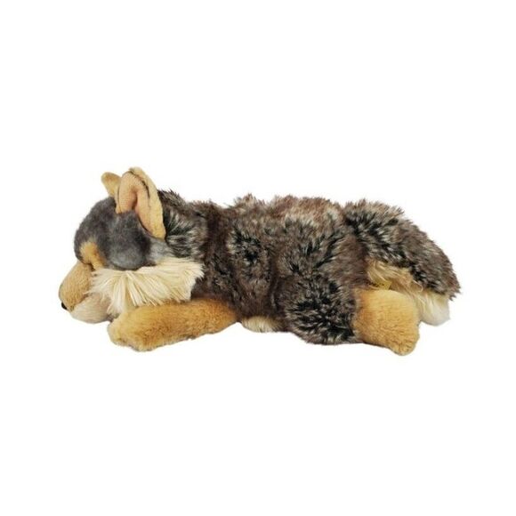 Aurora Miyoni Timber Wolf Puppy Plush Realistic Laying Down Furry Gray Brown 14" - Picture 3 of 11